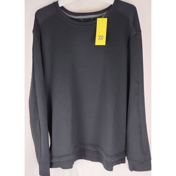All In Motion Mens Black Crewneck Sweatshirt Size 2XL Recycled Polyester Blend L - Picture 1 of 7